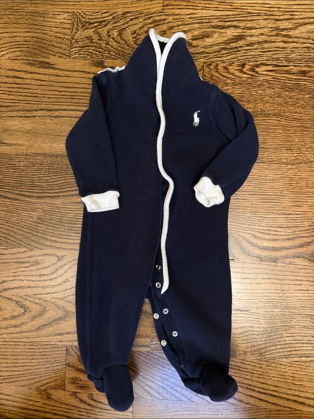 Ralph Lauren Navy Footed One-Piece with White Trim